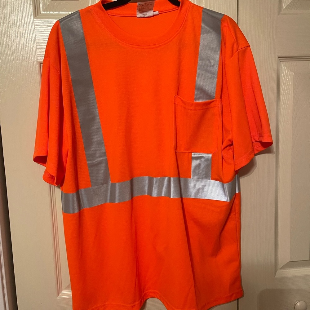 Orange and Silver Short Sleeve Safety Tee